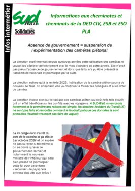 DED CIV, ESB et ESO PLA Attention caméra piéton