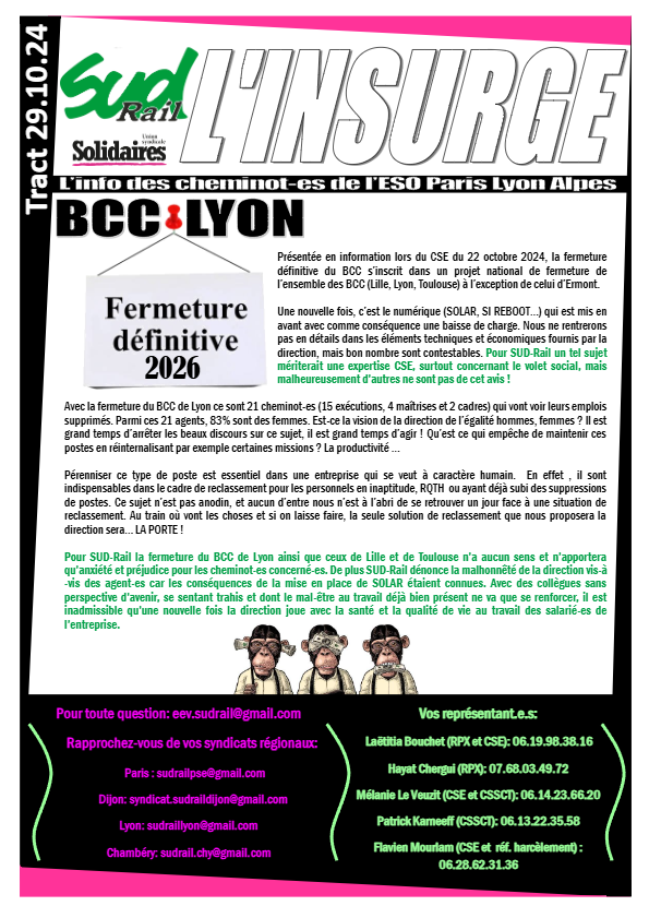 L’insurge fermeture BCC Lyon