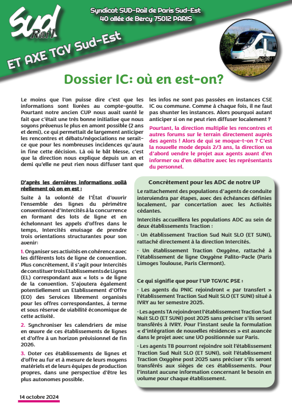 Dossier IC: où en est-on?